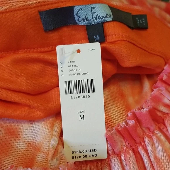 Anthropologie Eva Franco Flounced Orange Pink White Midi Skirt - Picture 11 of 14